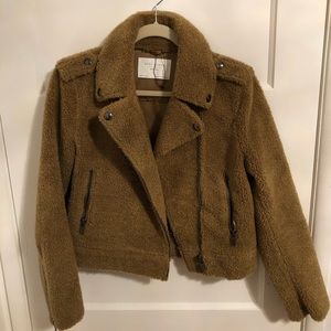 Zara Fur Sherpa Biker Jacket Medium (Worn Once)